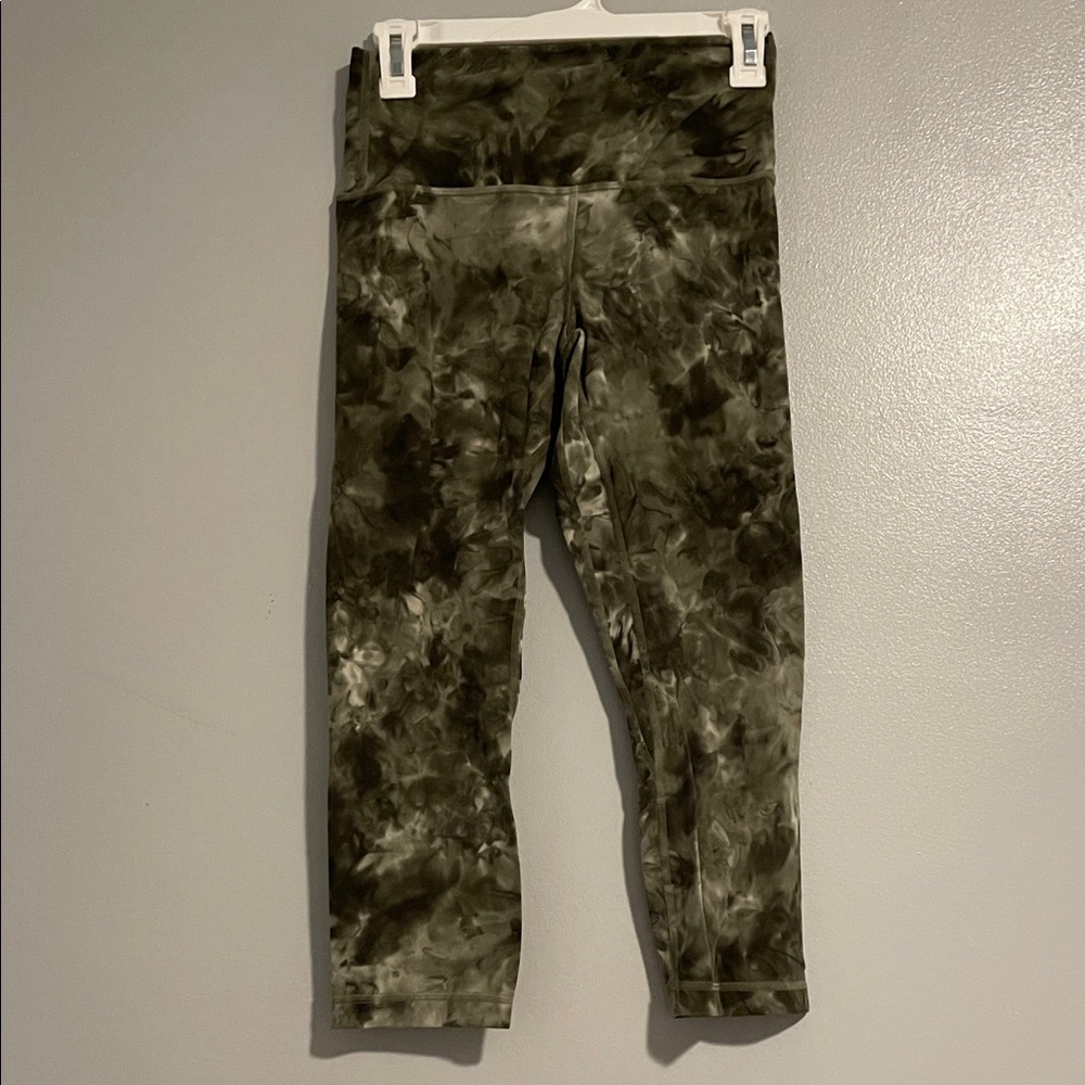 Lululemon Athletica Olive Tie-Dye Leggings